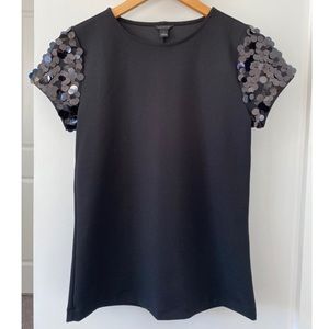 Ann Taylor S Black Top with Sequin Shoulders
